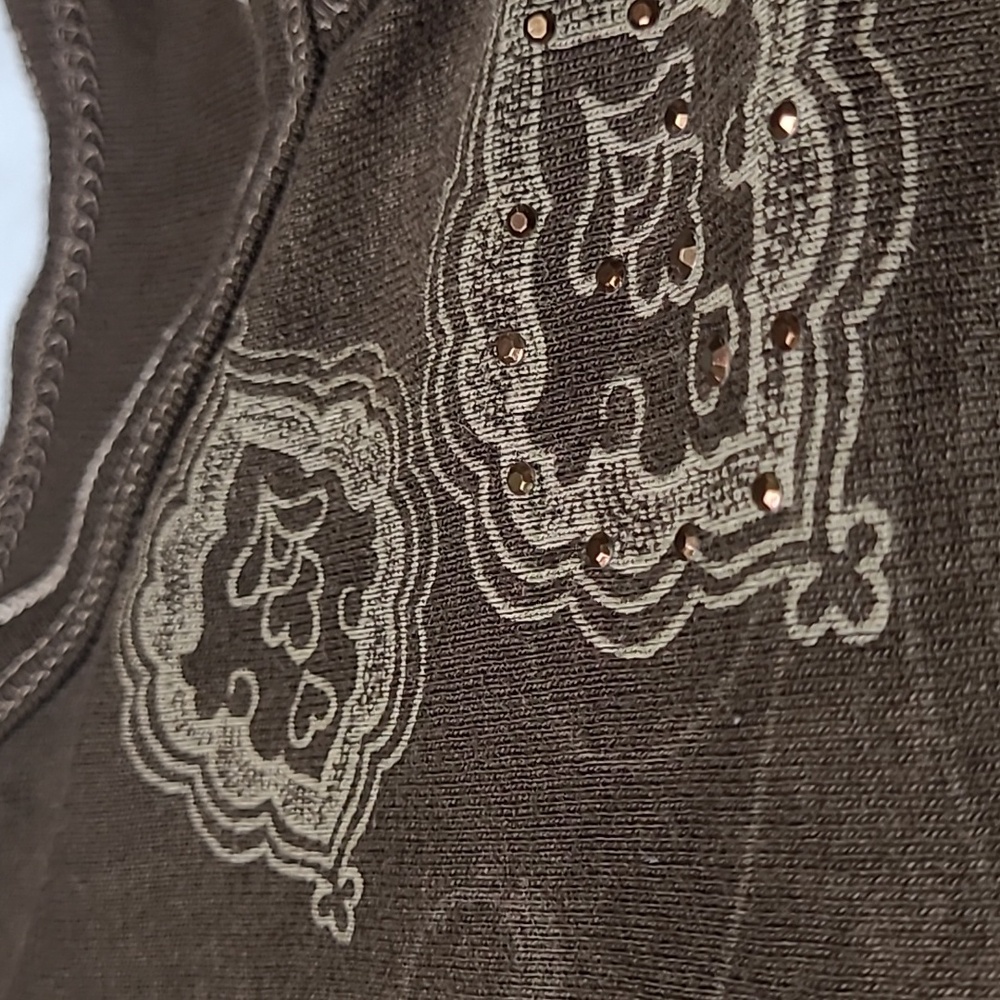 BLUE CANYON Clothing  Brown Embroidered 3/4 Sleeve Top - Picture 9 of 13